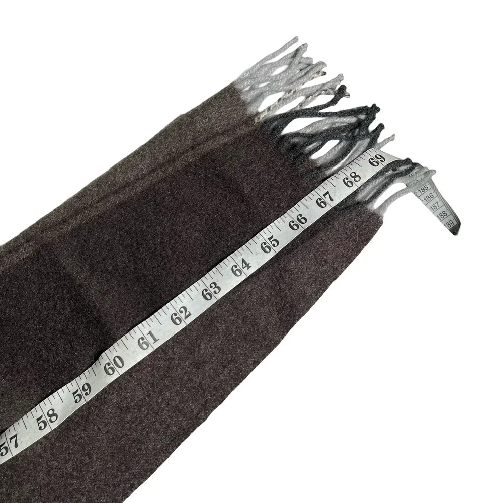 Nordstrom Men's Shop 100% Cashmere Scarf Grey Charcoal Brown Colorblock Fringe